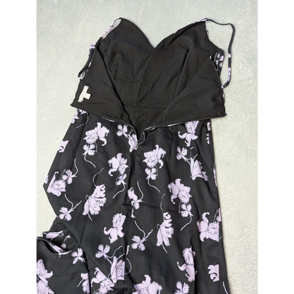 Women's Chelsea28 Black & Purple Floral High Low Dress M Spaghetti Strap - Picture 7 of 11